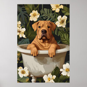 Poster de Chinese Shar Pei na Banheira, Cachorro E