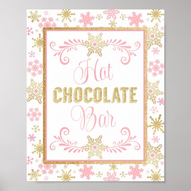 Poster de chocolate quente - Flocos de neve Dourad (Frente)