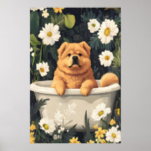 Poster de Chow Chow na Banheira, Poster de Cachorr