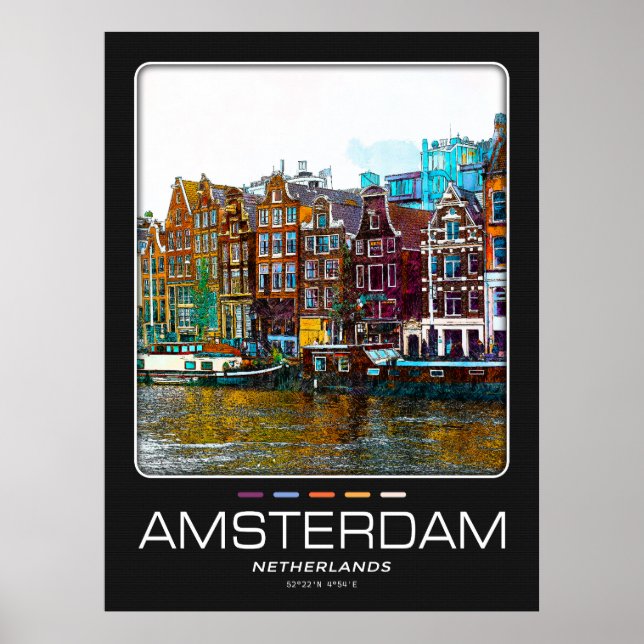Poster de cidade de Amsterdã (Frente)