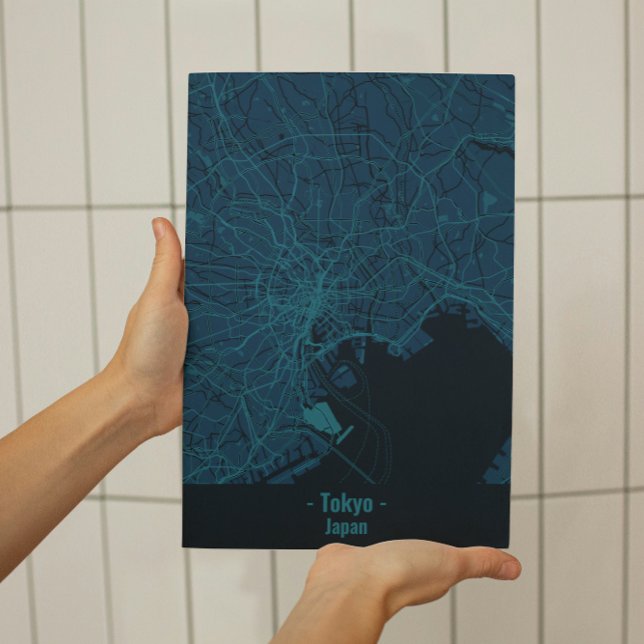 Poster de Cidade de Tóquio Mínima Negra e Azul (Criador carregado)