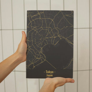 Poster de Cidade de Tóquio Mínima Preta e Dourada