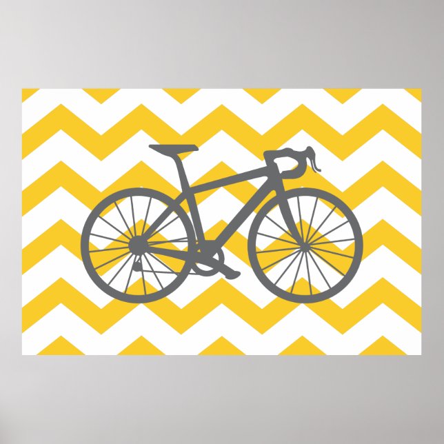 Poster de Cinza Chevron Amarelo (Frente)