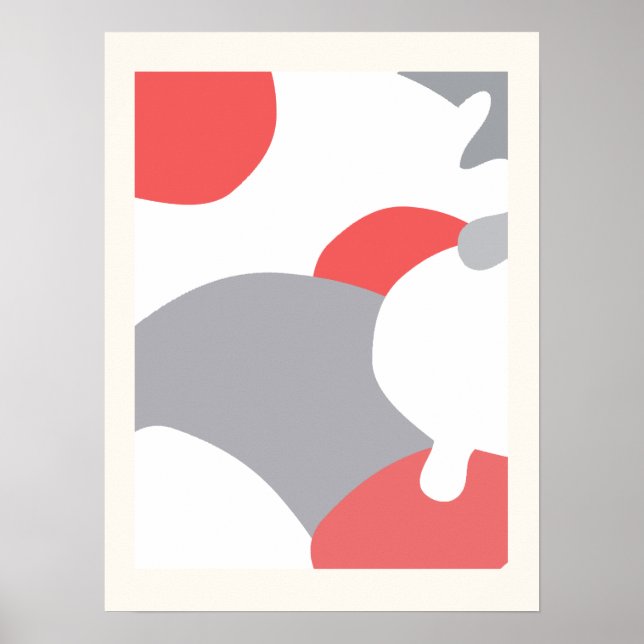Poster de Cinza de Abstrato de de de pintura cor-d (Frente)