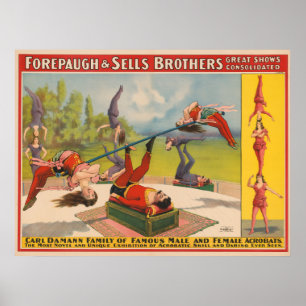 Poster de Circo Mostrando Atos Acrobáticos, Circa 