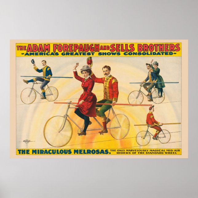 Poster de Circo Mostrando Cavaleiros De Bicicleta  (Frente)