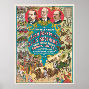 Poster de Circo Mostrando Muitas Cenas de Circo