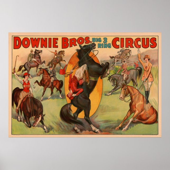 Poster de Circo Mostrando Muitos Cavalos Fazendo P (Frente)