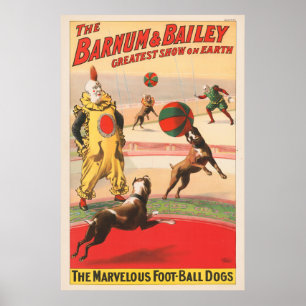 Poster de Circo Mostrando Palhaços Com Cães Execut