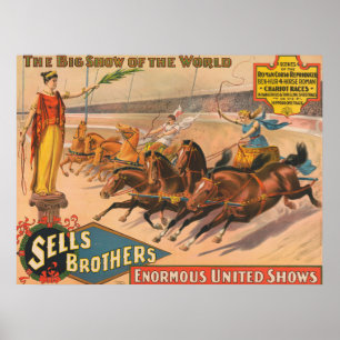 Poster De Circo Vintage De Uma Corrida De Carruage