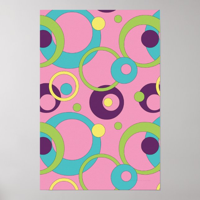 Poster de Círculos Rosa Funky (Frente)