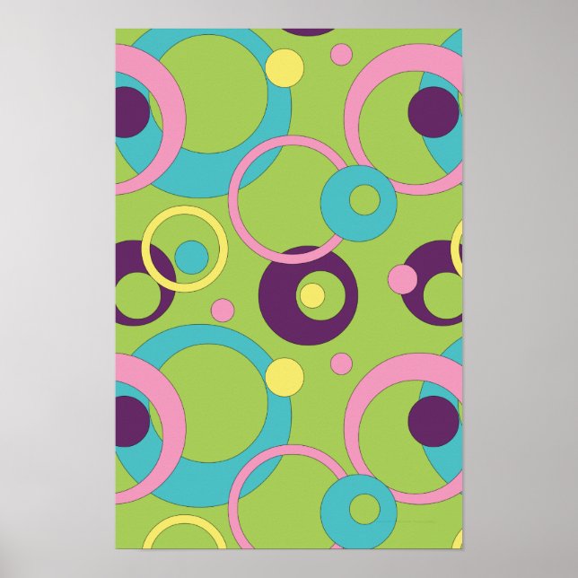 Poster de Círculos Verdes Funky (Frente)