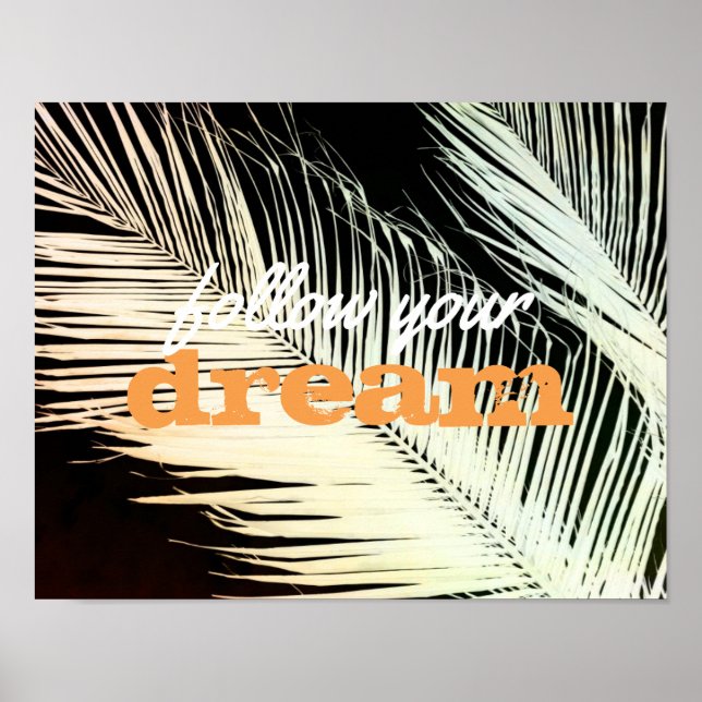 poster de citação de palma tropical seguindo seu s (Frente)