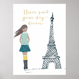 Poster de citação Dourada "Nunca Sair do Seu Sonho