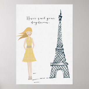 Poster de citação Dourada "Nunca Sair do Seu Sonho