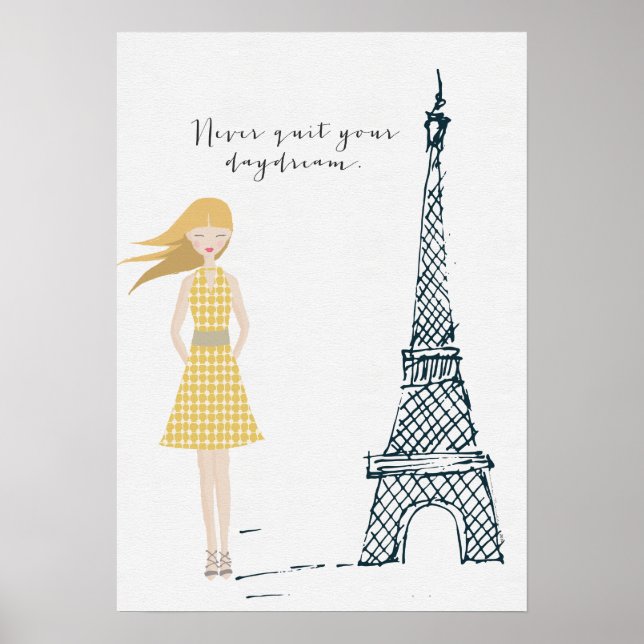 Poster de citação Dourada "Nunca Sair do Seu Sonho (Frente)