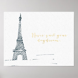 Poster de citação Dourada "Nunca Sair do Seu Sonho