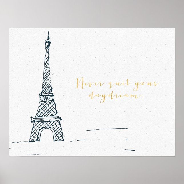 Poster de citação Dourada "Nunca Sair do Seu Sonho (Frente)