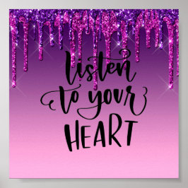 Poster de citação Inspiracional de Letra Roxa