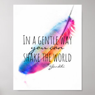Poster de citação inspiradora de Gandhi com pena