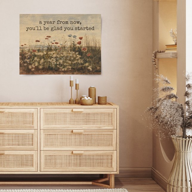 Poster de Citação Inspiradora de Pintura de Flores (Criador carregado)