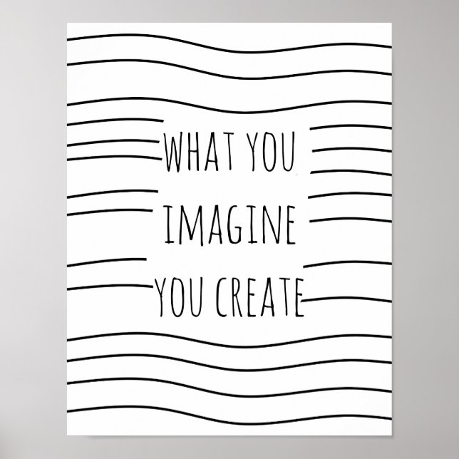poster de citação inspiradora imagine preto e bran (Frente)