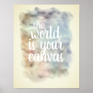 poster de citação motivacional do mundo é sua canv