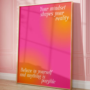 Poster de Citação Motivacional Rosa Arte de Pare