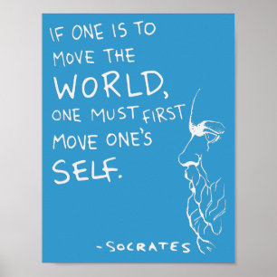 Poster de citação "Mover o mundo" de Sócrates (