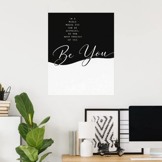 Poster de Citação Preto e Branco – Parede Minimali (Escritório em casa)