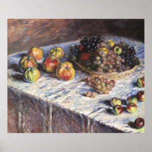 Póster De Claude Monet vida ainda com maçãs e uvas