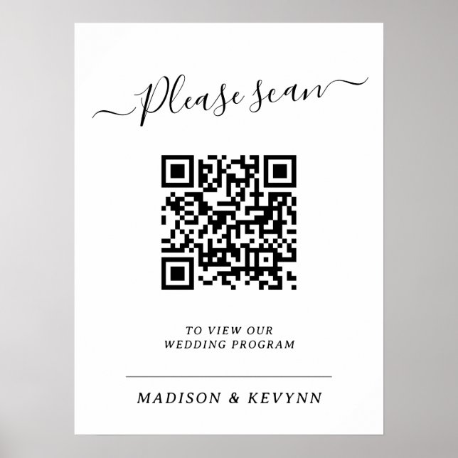 Poster de Código QR do Programa de Casamento (Frente)