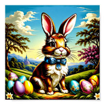 Poster de Coelhinho de Páscoa Victoriana Imprimíve