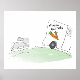 Poster de coelhinhos bonitos (correndo para cenour