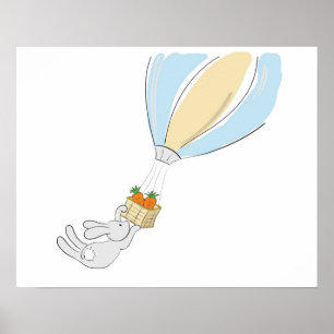 Poster de coelhinhos bonitos (voando por cenouras)