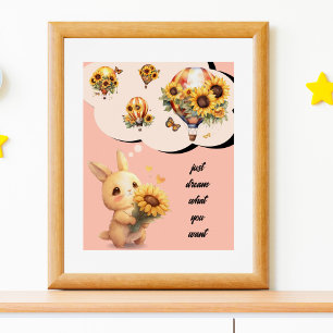 Poster de Coelho Fofo Apenas Sonhe O Que Você Qu
