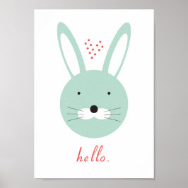 poster de coelho fofo 'Olá'