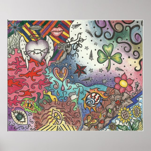 Poster DE COLAGEM DE ARTE DE GAROTA SORTE (Frente)