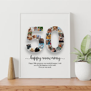 Poster de Colagem de Fotos de 50 Aniversário Perso