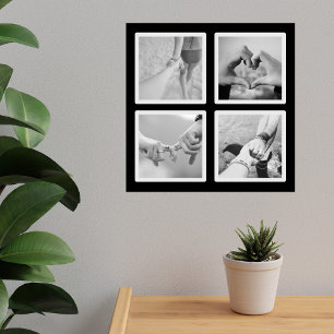 Poster de Colagem de Fotos em Quadrado 4 Preto e B