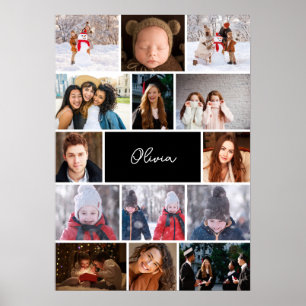 Poster de Colagem de Fotos Personalizado com Nome