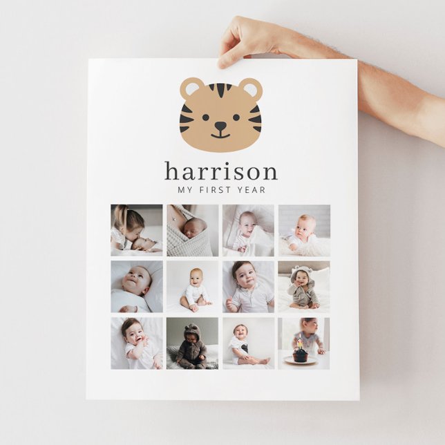 Poster de Colagem de Fotos - Rosto de Tigre (Photo Collage Poster - Tiger Face)