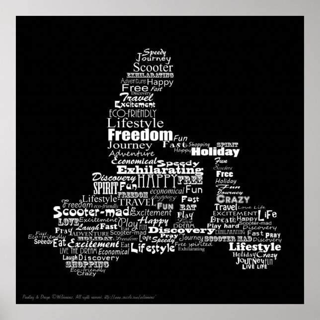 poster de colagem de palavras patinete (Frente)