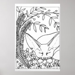 Poster de coloração de 16" x24" da Fox Fennic