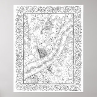 Poster de Coloração de Adultos "Paz, Amor e Joy Ar