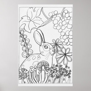 Poster de coloração do coelho de 16" x24"