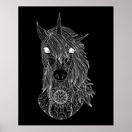 Poster de Coloração Unicorn de Fundo Preto Grande