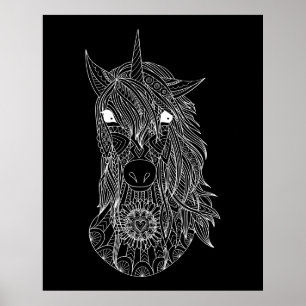 Poster de Coloração Unicorn de Fundo Preto Grande