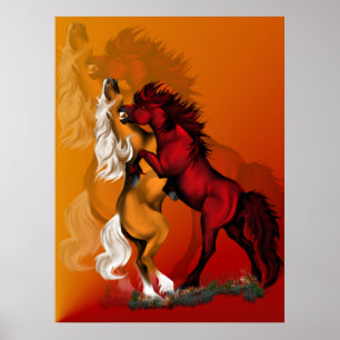 Poster de combate sombreado dos garanhões