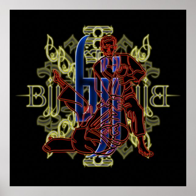 Poster de combate vermelho ao Jiu Jitsu (Frente)